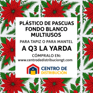 Plastico de Pascuas con fondo blanco, Precio por Yarda